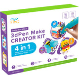 myFirst 3D Pen Make Creator Kit – All-in-One Starter Bundle with 3D Pen, Robot/Automobile/Insect Fun Packs, 3 Moving Models & Filaments – Creative STEM Craft Set for Kids - Blue