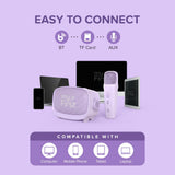 myFirst Voice 2| Kids Portable Karaoke Machine w/ Wireless Mic, Rechargeable Battery, Bluetooth Speaker, SD Card Slot, Wide Compatibility - Purple