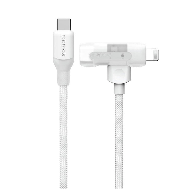 MOMAX 1 Link Flow Duo 2-IN-1 USB-C to USB-C + Lightning Braided Cable 1.5m - White