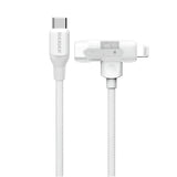 MOMAX 1 Link Flow Duo 2-IN-1 USB-C to USB-C + Lightning Braided Cable 1.5m - White