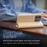 MOSHI Overture iPhone 15 Pro Max 2023 Folio Case -Magsafe Compatible - Beige