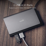 موزع USB-C صغير محمول 7 في 1 من موشي سيمبوس - رمادي