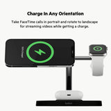 Belkin Boost Charge Pro 3-In-1 Wireless Charger Stand With Magsafe - For Apple Iphone 12 Pro Max/12 Pro/12/12 Mini, Apple Watch Series Se/6/5/4/3/2/1 & Airpods/Airpods Pro - Black