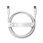 PanzerGlass USB C to USB C Cable 2m EMPOWER, 60W Fast Type-C Sync & Charge Heavy-Duty Braided Cable, for Macbooks, Laptops, Tablets, iPhone 17/16/15, iPads, Airpods, Silver White