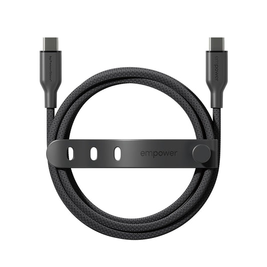 PanzerGlass USB C to USB C Cable 2m EMPOWER, 60W Fast Type-C Sync & Charge Heavy-Duty Braided Cable, for Macbooks, Laptops, Tablets, iPhone 17/16/15, iPads, Airpods, Space Black