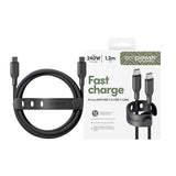 PanzerGlass USB C to USB C Cable 1.2m EMPOWER, 240W Ultra Fast Type-C Sync & Charge Heavy-Duty Braided Cable, for Macbooks, Laptops, Tablets, iPhone 17/16/15, iPads, Airpods, Space Black
