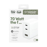 PanzerGlass Wall Charger Type C 70W EMPOWER, Multiple Ports 2x USB-C, 1x USB-A Fast Hi-Speed GAN Charging, MacBook Pro/Air, Laptop, Tablet, iPhone, Samsung, UK Plug, Silver White