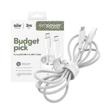 PanzerGlass USB C to USB C Cable 2m EMPOWER, 60W Fast Type-C Sync & Charge Heavy-Duty Braided Cable, for Macbooks, Laptops, Tablets, iPhone 17/16/15, iPads, Airpods, Silver White