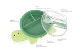 BoBaby Meal Buddies 3-Compartment Suction Plate with Spork Turtle Green