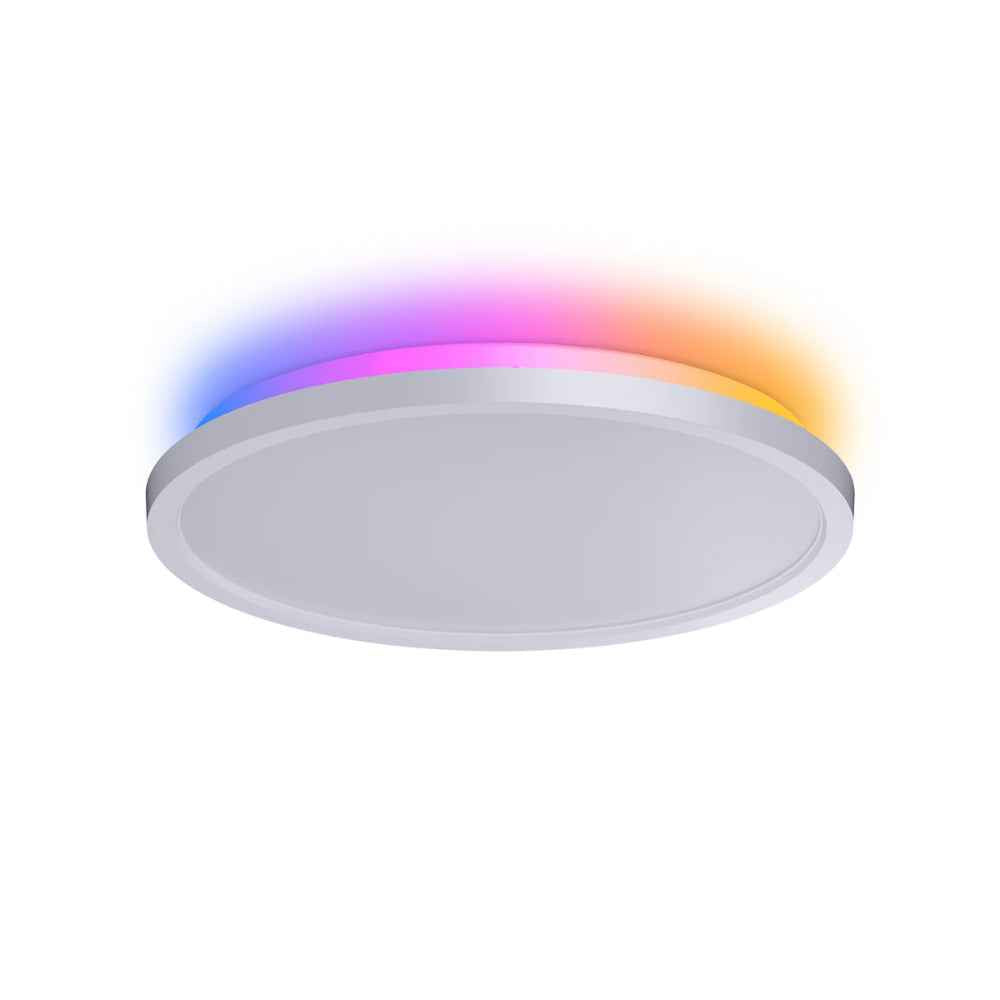 Nanoleaf Smart Multicolor Ceiling Light | Matter Wi-Fi, 2600 Lumens, 16M+ Colors, Dual-Sided Ambient Halo Flush Mount, 2700-6500K Tunable White, Music Sync, Screen Mirror, App & Voice Control, White