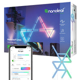 مجموعة NANOLEAF Lines Starter Kit - نظام لوحة LED ذكي يعمل بتقنية WiFi مع مُحلل موسيقي مرئي - عبوة من 15 قطعة - أبيض