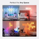 مجموعة NANOLEAF Lines Squared Starter Kit - نظام لوحة LED ذكي يعمل بتقنية الواي فاي مع مُحلل موسيقي مرئي - عبوة من 4 قطع - أبيض