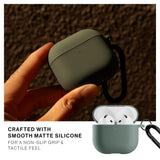 Native Union Active Case for Aipods Gen 4| Matte Silicone w/ Metal Clip for Attachment, Drop & Scratch Protection, Form-Fitting, Sleek and Stylish, Qi Wireless Charging Compatible - Slate Green