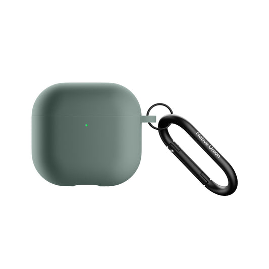 Native Union Active Case for Aipods Gen 4| Matte Silicone w/ Metal Clip for Attachment, Drop & Scratch Protection, Form-Fitting, Sleek and Stylish, Qi Wireless Charging Compatible - Slate Green
