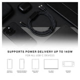 Native Union Belt Cable USB-C to USB-C 2m, 140W Fast Charging, Braided Power Delivery Cable for Laptop Tablet Smartphone, Zebra
