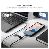 Native Union Belt Cable USB-C to USB-C 1.2m, Fast Charging Cable with Integrated Strap, for iPhones, iPad, Samsung, and USB-C devices Navy