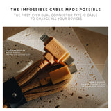 Native Union BELT DUO USB-C to C+LIGHTNING Cable 1.5M - Universal Charging Cable, w/ Leather Strap, for Apple iPhone 14/13/12/Pro/Max, 11/Pro/Max, XS/XR/X/Max, 8/8 Plus, iPad Air/Pro, Airpods - Zebra