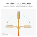 Native Union Belt Cable Pro USB-C to USB-C 240W| 8-Foot Long USB-IF Certified Cable w/ Leather Strap, Supports up to 240W Ultra Fast Charge, for Type-C Laptops, Tablets, Phones - Kraft