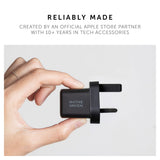 Native Union Fast GaN Charger PD 30W| USB-C Ultra Portable charger, Drop Protection, Great for Travel, Multi Plugs (EU/UK/US) for Apple iPhone, iPads, MacBook Air, Android, Samsung - Black
