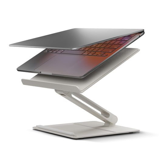 Native Union Desk Laptop Stand| Sleek Home Laptop Stand, Promotes Good Posture, Adjustable Height up to 60cm, Base Tray for Essentials, Metal Finish, for Apple MacBooks, Laptops, Tablets - Sandstone