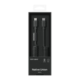 Native Union POP Cable USB-C to USB-C Retractable Charging Cable, 60W Fast Charge, Coiled Tangle-Free Design, Stretchable up to 4ft, Durable 30,000 Bends for iPhone 15, iPad, MacBook & More - Black