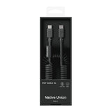 Native Union POP Cable XL USB-C to USB-C Retractable Charging Cable, 60W Fast Charge, Coiled Tangle-Free Design, Stretchable up to 7.9ft, Durable 30,000 Bends for iPhone 15, iPad, MacBook & More - Black