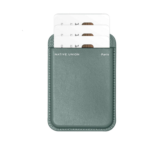 Native Union Card Wallet MagSafe Re Classic, Card Wallet for Men Women, Leather Wallet 3x Cards Slot, Light Slim Safe Strong Magnet, for iPhone 17/16/15/14/13/12 Phones & Cases, Slate Green