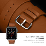Native Union Classic Strap for Apple Watch 42/44mm – Genuine Italian Nappa Leather, Stainless Steel Hardware w/ Soft Nubuck Leather Backing, for Apple Watch SE/6/5/4/3/2/1 - Tan