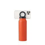 RINGO Water Bottle + Free Magnetic Booster Ring| Stainless Steel Hydration Bottle w/ Integrated MagSafe Phone Mount, 12Hrs Hot/24Hrs Cold, BPA-Free , Works w/ All Devices Android & iOS - Orange 24Oz