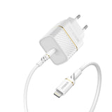 OtterBox UK Fast Wall Charger Bundle USB-C 18W PD + USB-C to USB-C Cable 1M - for Apple iPad Pro, Samsung, Nintendo Wii & Compatible USB-C Devices - White