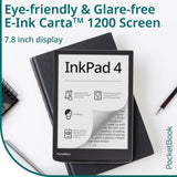 PocketBook InkPad 4 Eye-Friendly Audio & E-Book Reader Large 7.8? E-Ink Display Anti-Scratch Protection Text-to-Speech Function Bluetooth Built-in Speaker SMARTlight IPX8 Waterproof?Stardust Silver