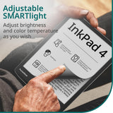 PocketBook InkPad 4 Eye-Friendly Audio & E-Book Reader Large 7.8? E-Ink Display Anti-Scratch Protection Text-to-Speech Function Bluetooth Built-in Speaker SMARTlight IPX8 Waterproof?Stardust Silver