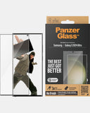 PanzerGlass ULTRA WIDE FIT Screen Protector for Samsung Galaxy S24 Ultra| Edge To Edge Tempered Glass w/ FingerPrint Scan, No Hole, Case Friendly w/ Easy Install Aligner - Clear w/ Black Frame