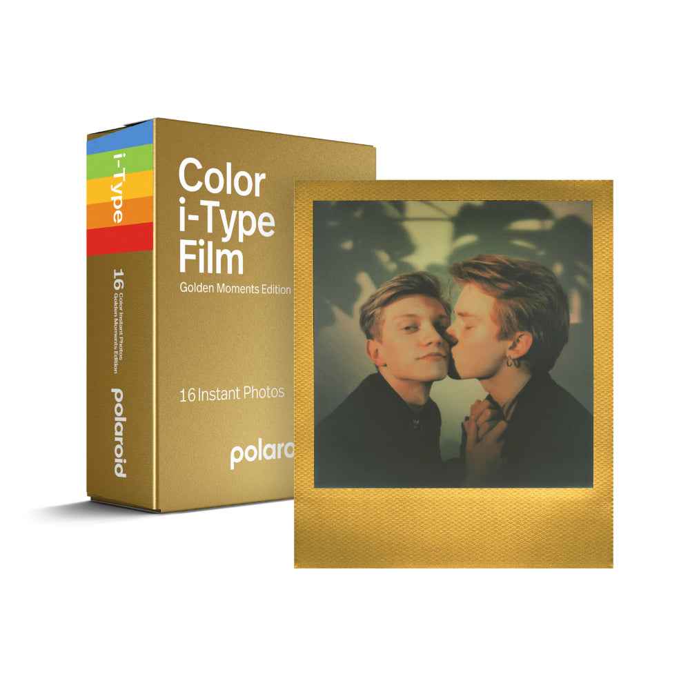 Polaroid Color i-Type Golden Moments Film Double Pack, 16 Color Instant Photos, Metallic Gold Frames, ISO 640, Battery-Free Instant Film for Polaroid I-2, Flip, Now, Now+ & OneStep Cameras