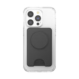 محفظة PopSockets MagSafe PopWallet+ | حامل بطاقات + مقبض + مسند، تتسع لـ 3 بطاقات، مغناطيس قوي، لأجهزة iPhone 15/14/13/12، تتضمن حلقة محول للهواتف والأغطية غير المتوافقة مع MagSafe - أسود