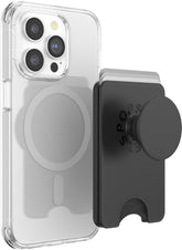 PopSockets MagSafe PopWallet+|Wallet Card Holder + Grip + Stand, Holds 3pcs of cards, Strong Magnet, for iPhone 15/14/13/12 Incl. Adapter Ring for non-MagSafe Phones & Cases - Black