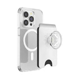 PopSockets MagSafe PopWallet+|Wallet Card Holder + Grip + Stand, Holds 3pcs of cards, Strong Magnet, for iPhone 15/14/13/12 Incl. Adapter Ring for non-MagSafe Phones & Cases - White (Copy)