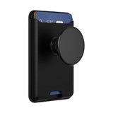 PopSockets Leather MagSafe PopWallet+|Leather Wallet Card Holder + Grip + Stand, Holds 3pcs of cards, Strong Magnet, for iPhone 15/14/13/12 Incl. Adapter Ring for non-MagSafe Phones & Cases - Black