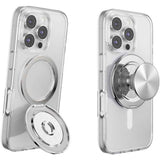 PopSockets MagSafe Kick-Out Grip & Stand| Magnetic Pop-up Phone Grip, Stable Stand, 360° Rotation, for iPhone 17/16/15/14/13/12, Included Adapter Ring for non-MagSafe Phones & Cases - Silver