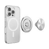 PopSockets MagSafe Kick-Out Grip & Stand| Magnetic Pop-up Phone Grip, Stable Stand, 360° Rotation, for iPhone 17/16/15/14/13/12, Included Adapter Ring for non-MagSafe Phones & Cases - Silver