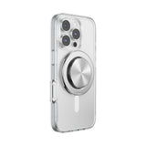 PopSockets MagSafe Kick-Out Grip & Stand| Magnetic Pop-up Phone Grip, Stable Stand, 360° Rotation, for iPhone 17/16/15/14/13/12, Included Adapter Ring for non-MagSafe Phones & Cases - Silver