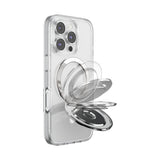 PopSockets MagSafe Kick-Out Grip & Stand| Magnetic Pop-up Phone Grip, Stable Stand, 360° Rotation, for iPhone 17/16/15/14/13/12, Included Adapter Ring for non-MagSafe Phones & Cases - Silver