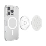 PopSockets MagSafe Suck-Up 3-in-1 Grip Stand Mount| Magnetic Phone Holder, Strong Hold on Mirrors & Flat Surfaces, for iPhone 17/16/15/14/13/12, Adapter Ring for non-MagSafe Phones & Cases - Clear