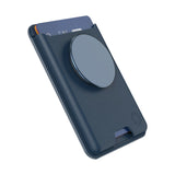 محفظة PopSockets الجلدية MagSafe PopWallet+ | محفظة جلدية لحمل البطاقات + مقبض + حامل، تتسع لـ 3 بطاقات، مغناطيس قوي، لأجهزة iPhone 15/14/13/12، تتضمن حلقة محول للهواتف والأغطية غير المتوافقة مع MagSafe - أزرق داكن