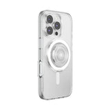 PopSockets MagSafe Luxe Kick-Out Grip & Stand| Magnetic Pop-up Phone Grip, Stable Stand, 360° Rotation, for iPhone 17/16/15/14/13/12, Included Adapter Ring for non-MagSafe Phones & Cases - Clear
