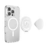 PopSockets MagSafe Luxe Kick-Out Grip & Stand| Magnetic Pop-up Phone Grip, Stable Stand, 360° Rotation, for iPhone 17/16/15/14/13/12, Included Adapter Ring for non-MagSafe Phones & Cases - White