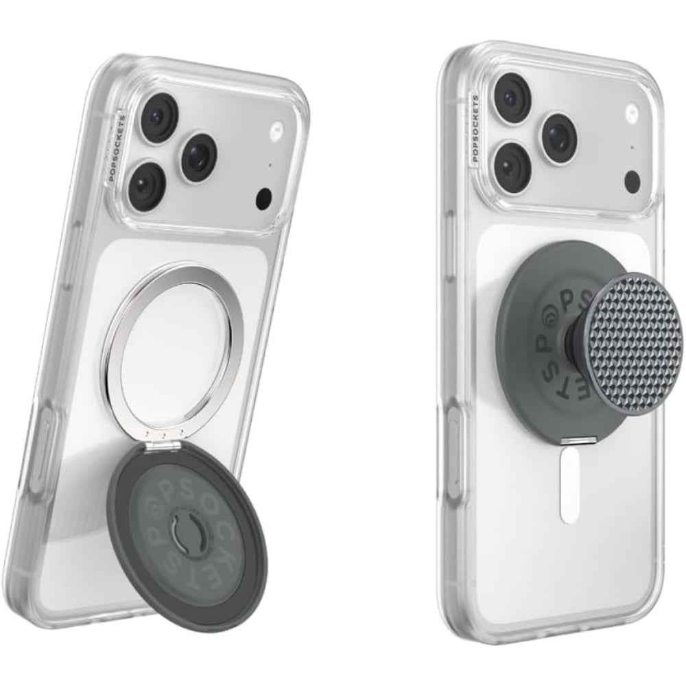 PopSockets MagSafe Kick-Out Grip & Stand, Magnetic Phone Grip & Kickstand for MagSafe-Compatible iPhone Cases, Adjustable Stand, Hands-Free Viewing & Secure Grip, Aluminum Knurl Gunmetal