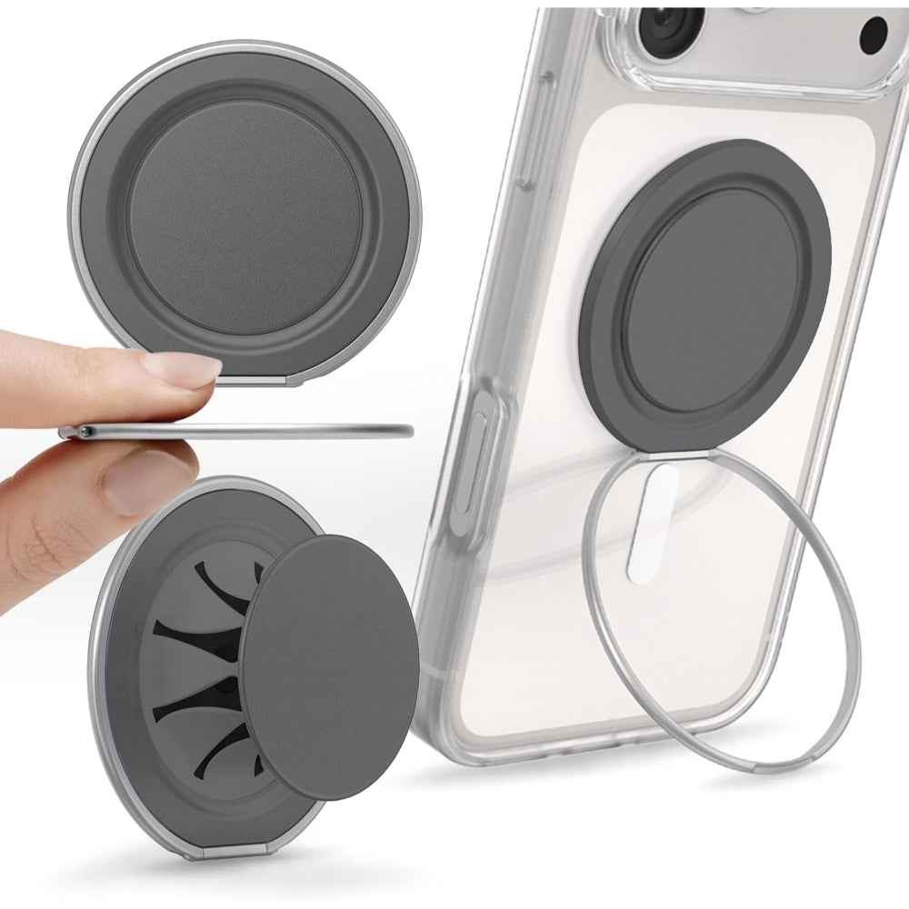 PopSockets MagSafe Low-Pro Grip & Stand, Magnetic Phone Grip & Kickstand for MagSafe-Compatible iPhone Cases, Low-Profile Design, Hands-Free Viewing & Secure Grip, Gunmetal