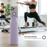 RINGO PRO Water Bottle with Sip Straw Lid| Stainless Steel Hydration Bottle w/ Integrated Magnetic Phone Mount, 12Hrs Hot/24Hrs Cold, BPA-Free, Works w/ Phones & Tablets - Lilac 24Oz / 710ml