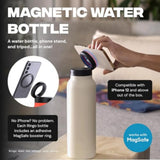 RINGO Water Bottle + Free Magnetic Booster Ring| Stainless Steel Hydration Bottle w/ Integrated MagSafe Phone Mount, 12Hrs Hot/24Hrs Cold, BPA-Free, Works w/ All Devices Android & iOS - Black 32Oz